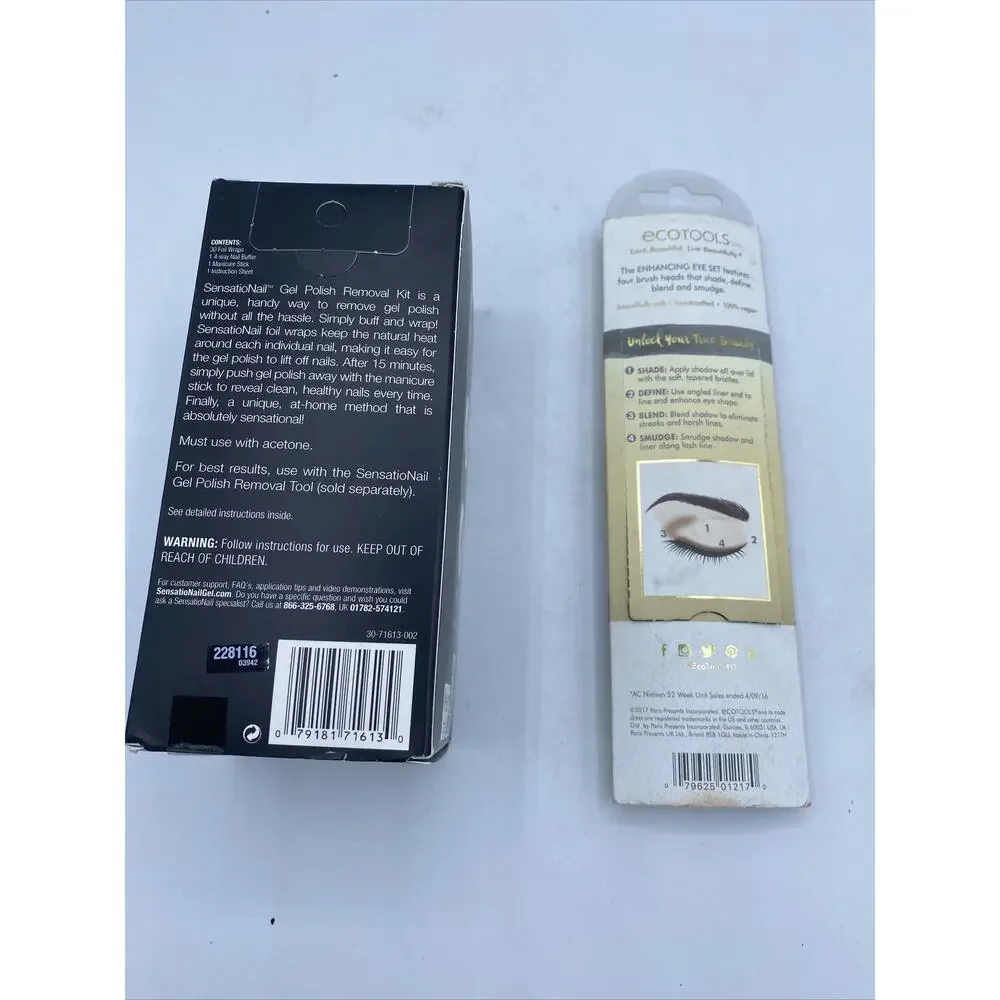 Lot Of 2 Cosmetics-1 ECOTOOLS Makeup Brush - (2)Eye Brushes-1 Gel Polish Removal